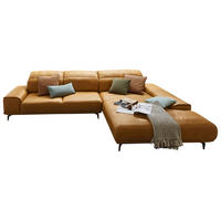 ECKSOFA MR 2490 Gelb Echtleder  - Gelb/Bronzefarben, Design, Leder/Metall (342/207cm) - Musterring