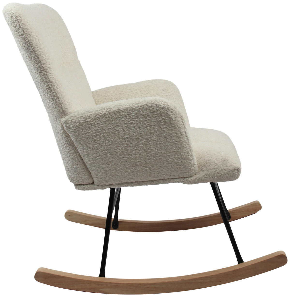 SCHAUKELSTUHL in Bouclé Weiß  - Weiß/Naturfarben, Basics, Holz/Textil (62/90/52cm) - P & B