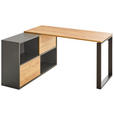 ECKSCHREIBTISCH 145/120/75 cm  in Graphitfarben, Eichefarben  - Eichefarben/Schwarz, MODERN, Holzwerkstoff/Metall (145/120/75cm) - Novel
