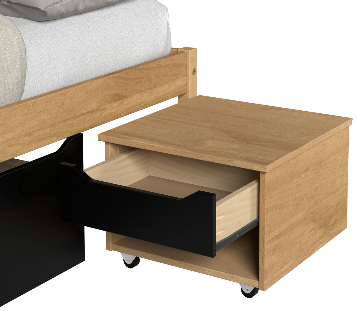 STAURAUMBETT 90/200 cm  Naturfarben, Schwarz   - Schwarz/Naturfarben, Modern, Holz/Holzwerkstoff (90/200cm) - P & B