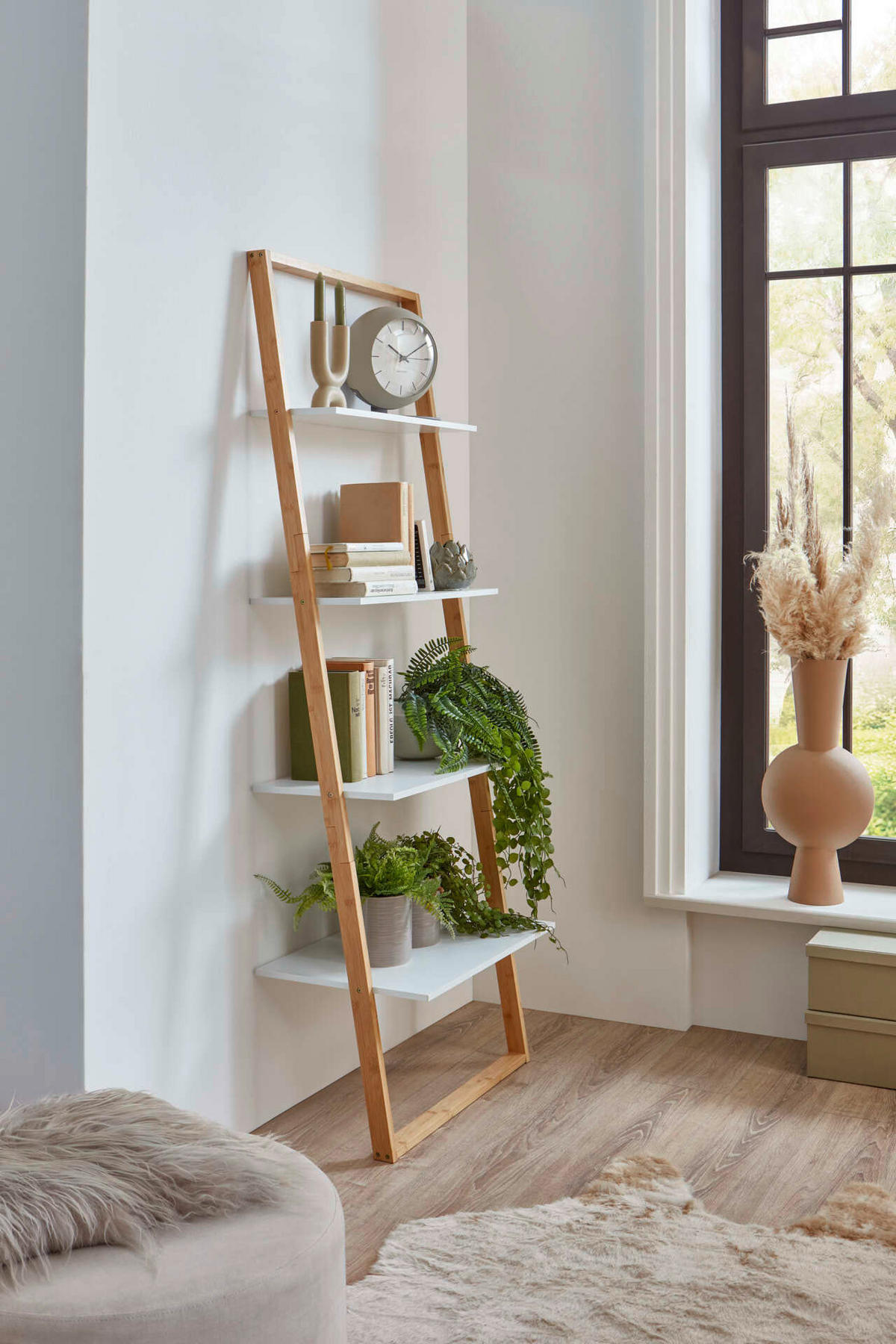 STANDREGAL Weiß  - Eichefarben/Weiß, Design, Holzwerkstoff (61,3/164/36,5cm) - MID.YOU