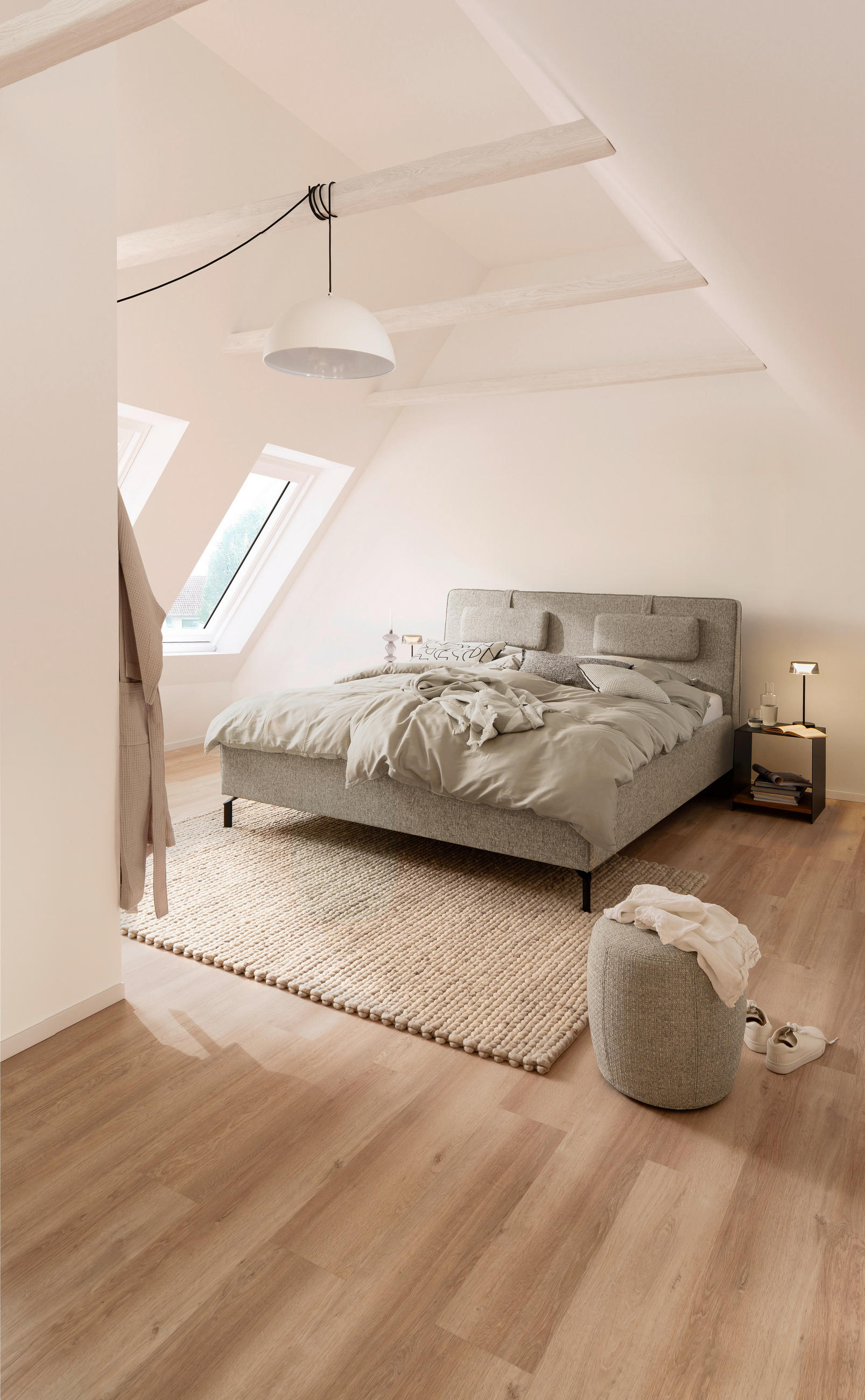 POLSTERBETT 180/200 cm  in Graubraun  - Eichefarben/Graubraun, Design, Holz/Textil (180/200cm) - Schöner Wohnen