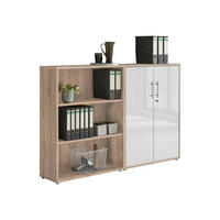 AKTENSCHRANK 168,8/113,6/33 cm  - Weiß Hochglanz/Sonoma Eiche, MODERN, Holzwerkstoff (168,8/113,6/33cm) - MID.YOU