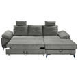 ECKSOFA Grau Mikrovelours  - Chromfarben/Schwarz, KONVENTIONELL, Kunststoff/Textil (270/170cm) - Carryhome