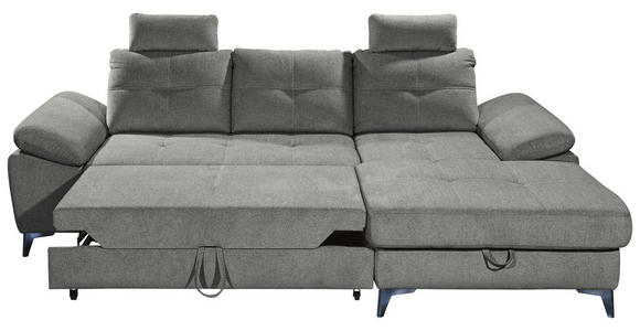 ECKSOFA Grau Mikrovelours  - Chromfarben/Schwarz, KONVENTIONELL, Kunststoff/Textil (270/170cm) - Carryhome