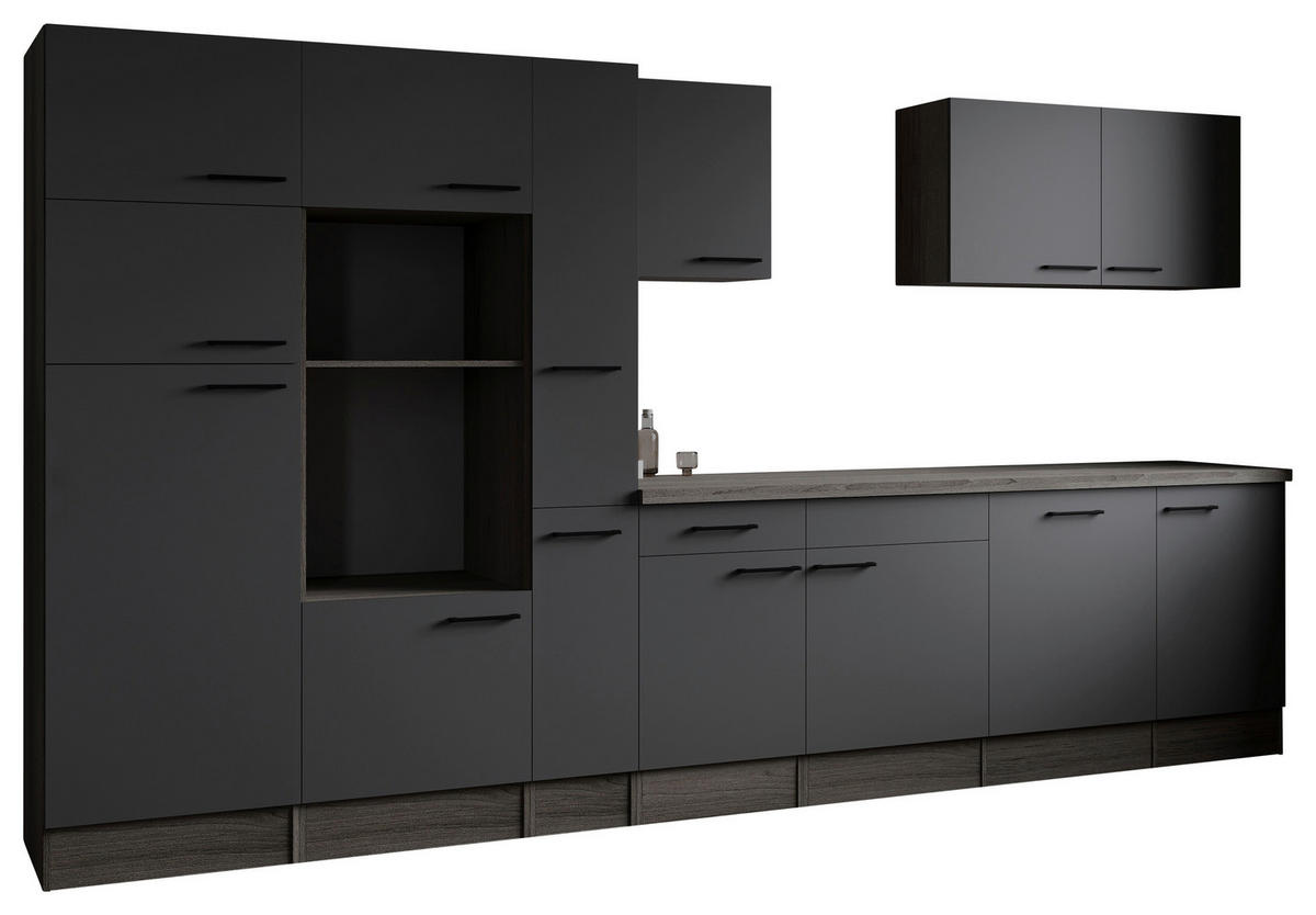 MODULKÖK UTAN VITVAROR 370 cm   i grå, ekfärgad  - svart/grå, Design, metall/trämaterial (370cm) - Respekta