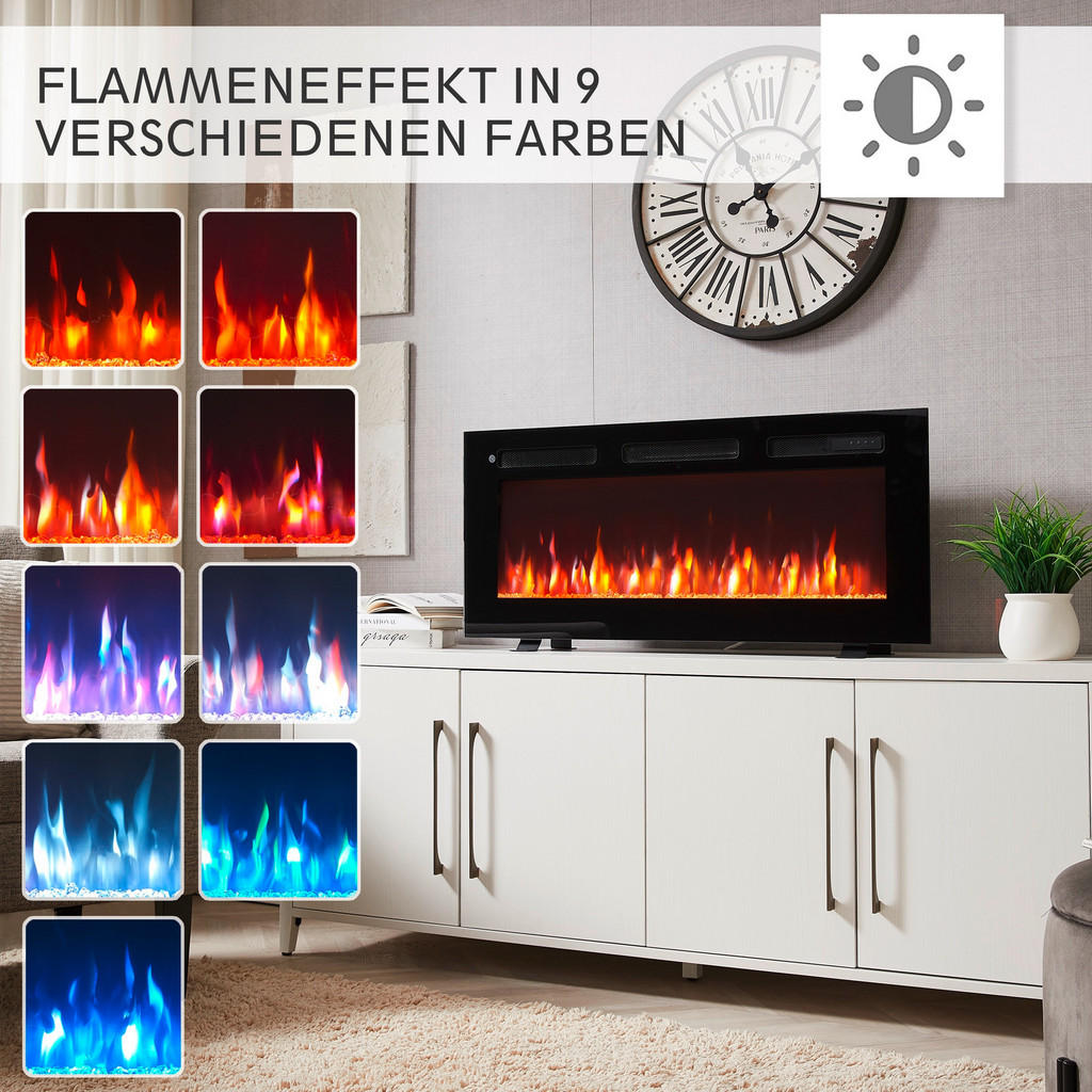 Thumbnail - Xxxl Elektrokamin Balderia Leif 40\, Schwarz, Metall, 102x43x15 cm, Fernbedienung, Flammeneffekt separat schaltbar, Über...