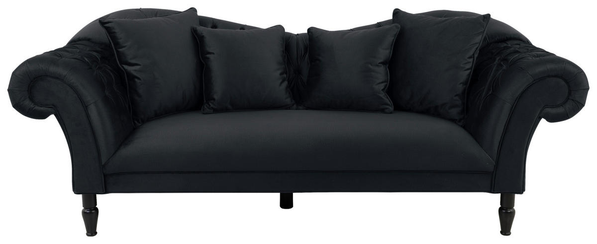 3-SITZER-SOFA in Velours Anthrazit  - Anthrazit/Schwarz, Design, Holz/Textil (242/91/104cm) - MID.YOU
