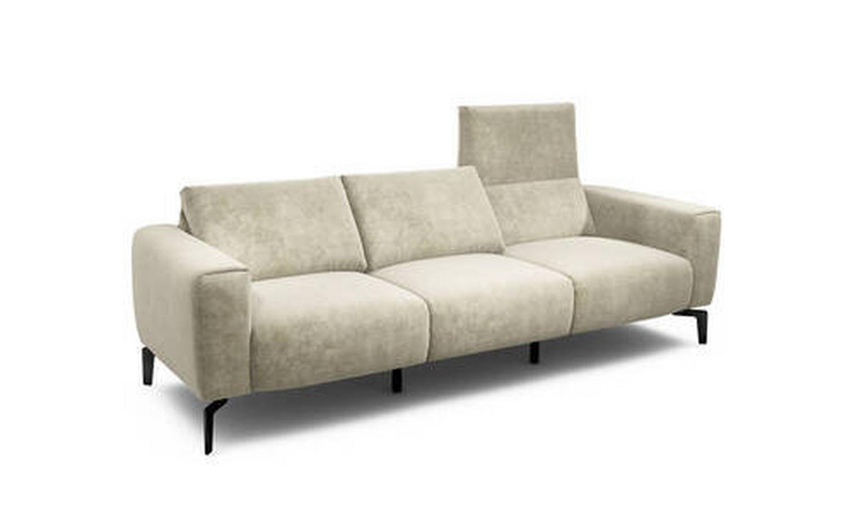 3-SITZER-SOFA in Samt Naturfarben  - Schwarz/Naturfarben, Design, Textil/Metall (250/86/86-94cm) - SENSOO