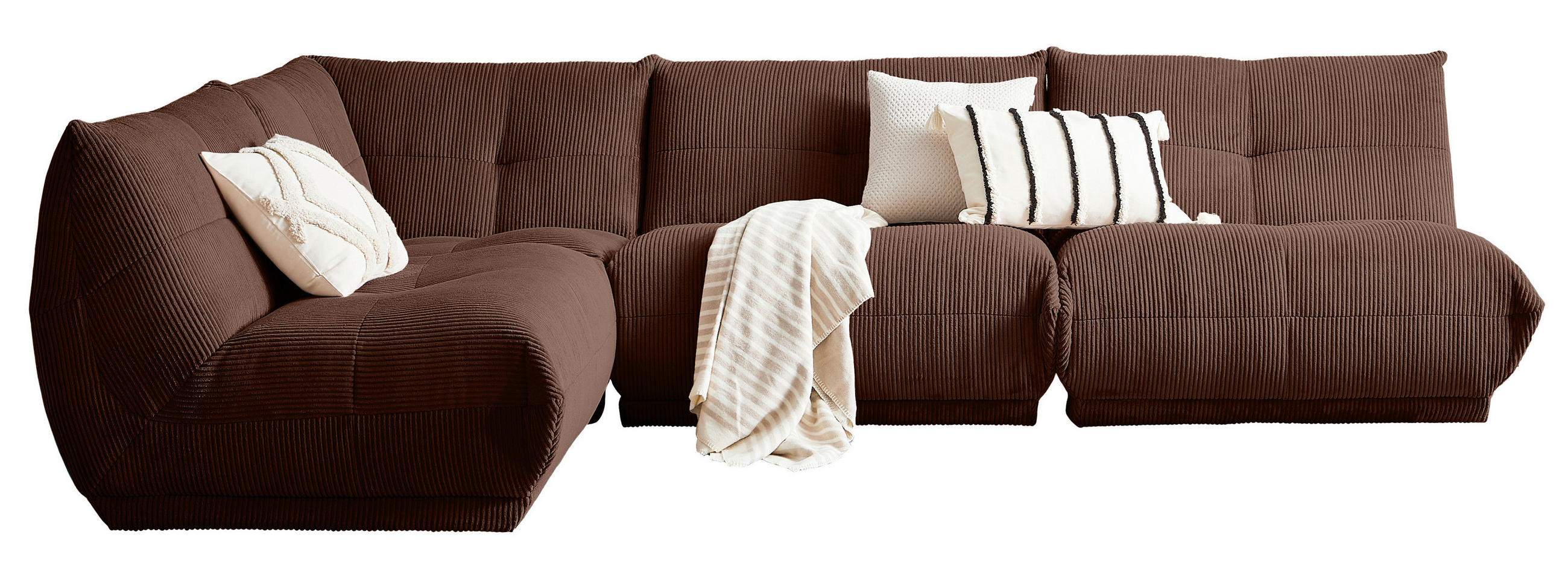 ECKSOFA in Cord Braun  - Braun, Trend, Textil (210/315cm) - Livetastic