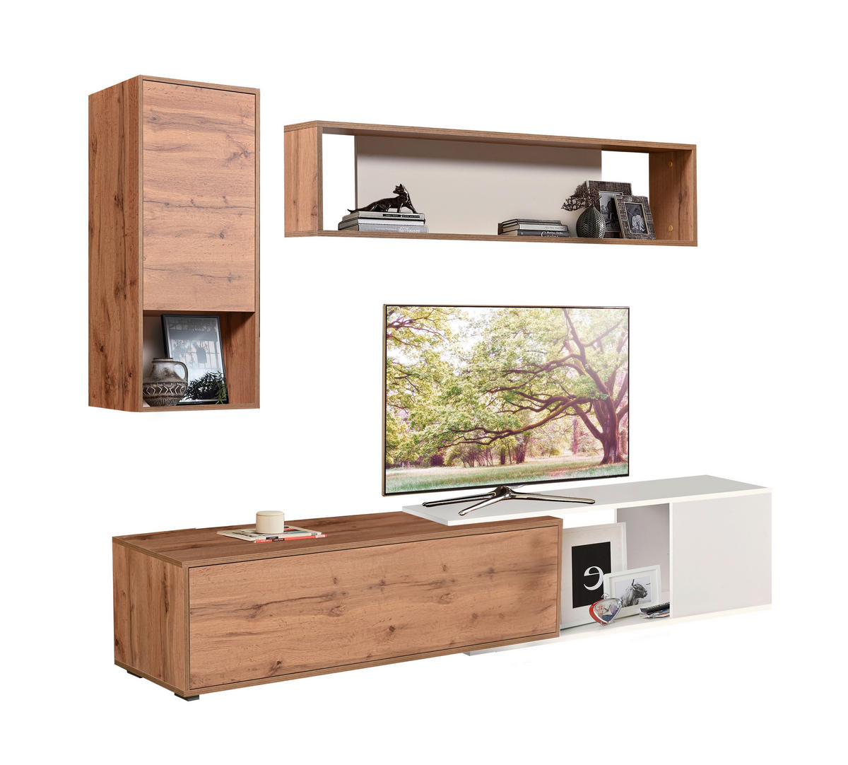 MOBILIER ÎNCASTRAT ÎN PERETE in alb, stejar Wotan  - stejar Sonoma/alb, Basics, material pe bază de lemn (217/180/40cm) - Ti'me