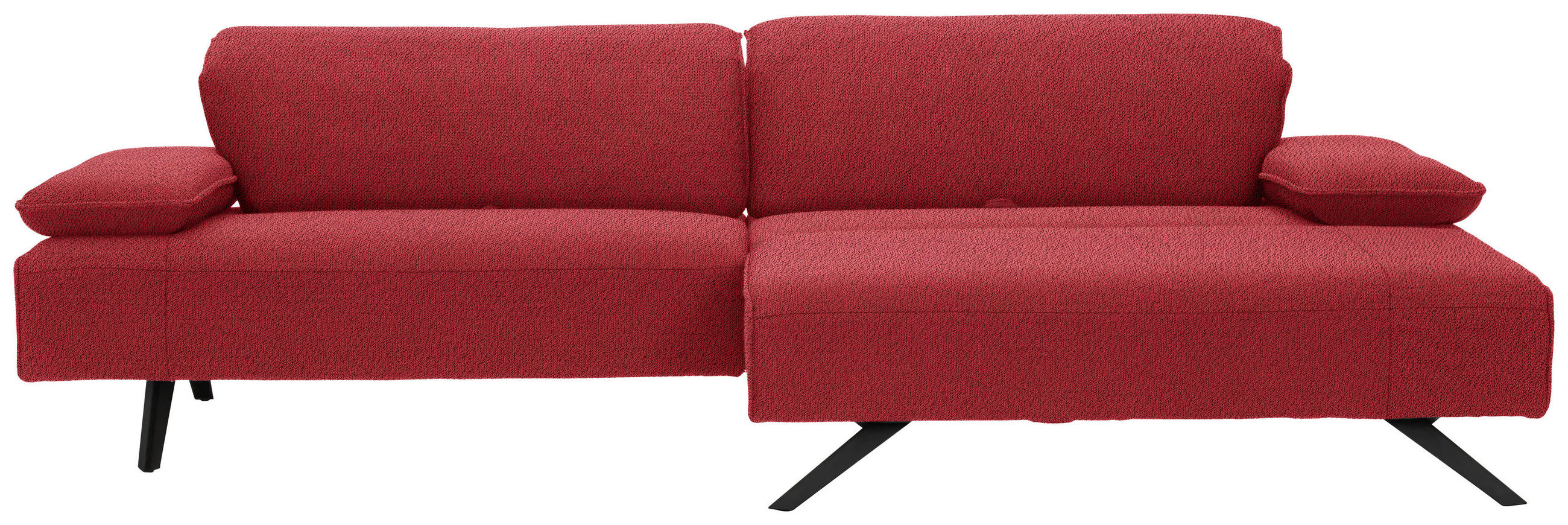 ECKSOFA in Flachgewebe Rot  - Anthrazit/Rot, Design, Textil/Metall (280/165cm) - Johann Jakob