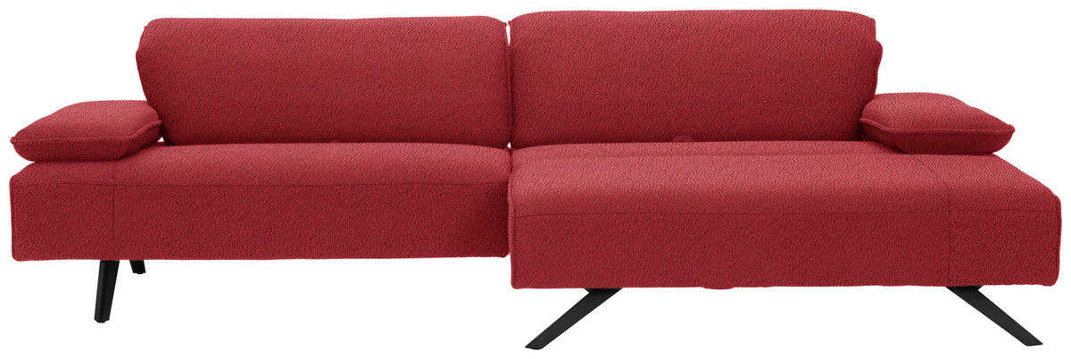 ECKSOFA in Flachgewebe Rot  - Anthrazit/Rot, Design, Textil/Metall (280/165cm) - Johann Jakob