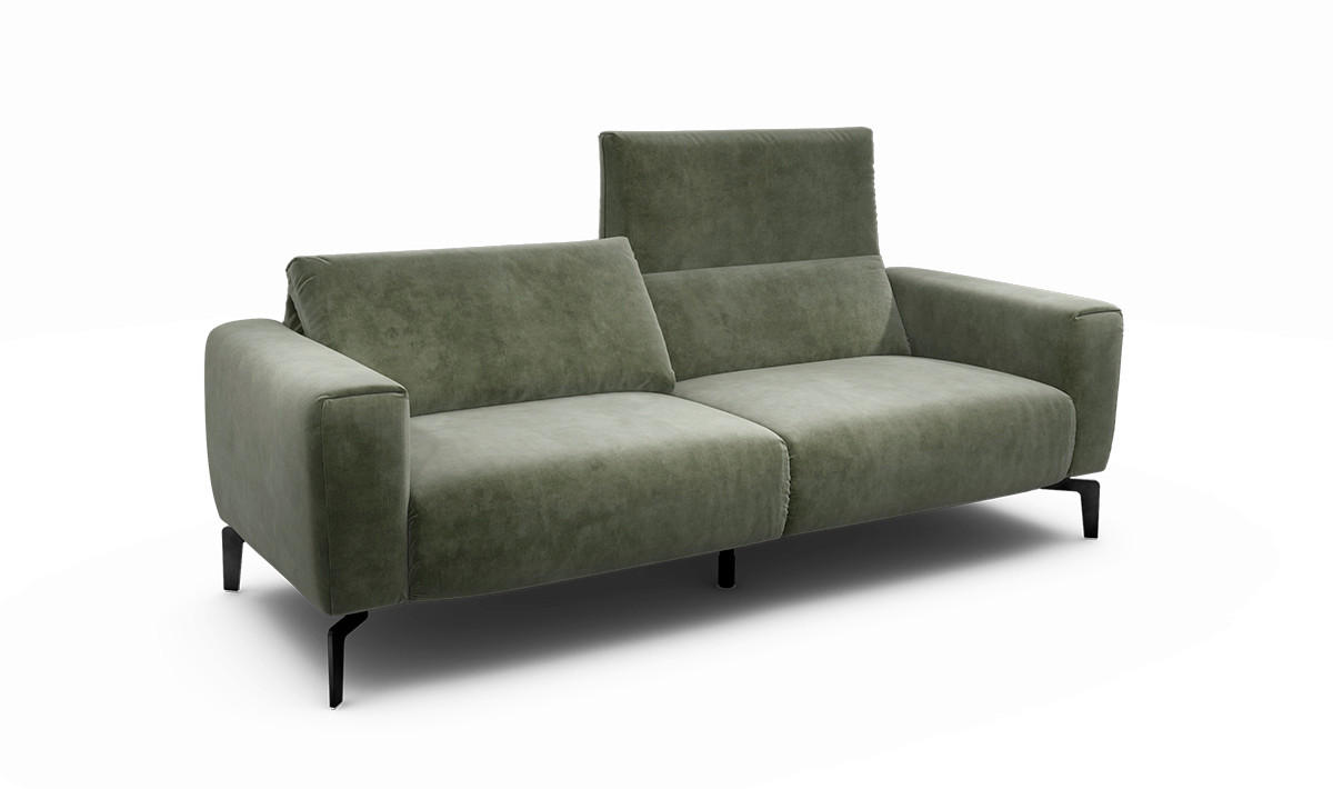 2,5-SITZER Samt Waldgrün  - Waldgrün/Schwarz, Design, Textil/Metall (220/86/86-94cm) - SENSOO