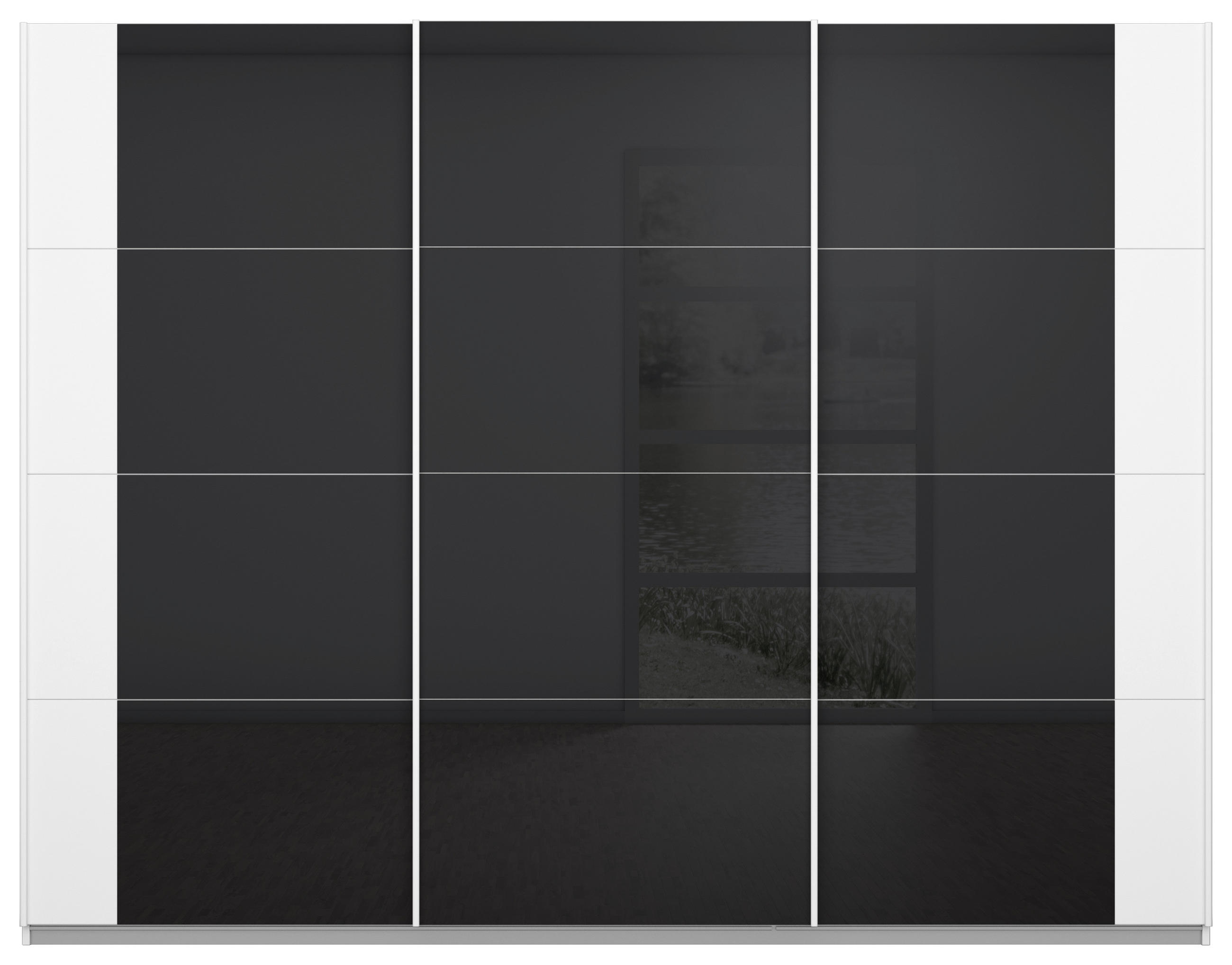 SCHWEBETÜRENSCHRANK in Weiss, Anthrazit - Weiss/Anthrazit, Modern, Glas/Holzwerkstoff (271/210/62cm) - Rauch Möbel