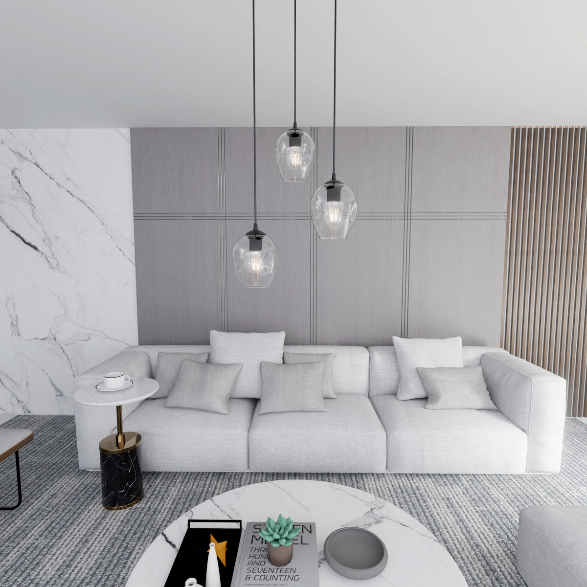 HÄNGELEUCHTE  40/40/100 cm    - Schwarz, KONVENTIONELL, Glas/Metall (40/40/100cm)