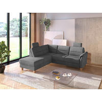 ECKSOFA PALMERA V Grau Flachgewebe Kopfstütze  - Eichefarben/Grau, KONVENTIONELL, Holz/Textil (212/236cm) - Sit & More