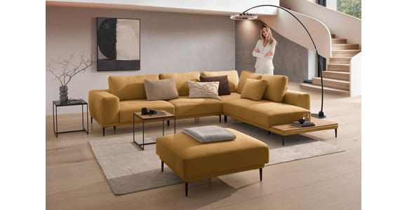 ECKSOFA  in Leinwand Karamell  318/271 cm  - Karamell/Schwarz, Design, Textil/Metall (318/271cm) - Belluti