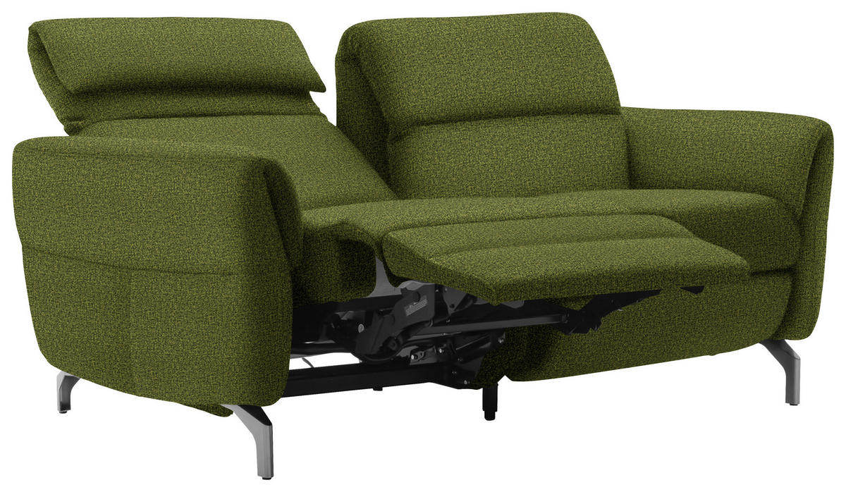 2-SITZER-SOFA Flachgewebe Dunkelgrün  - Dunkelgrün/Nickelfarben, Design, Textil/Metall (186/87/100cm) - Schöner Wohnen