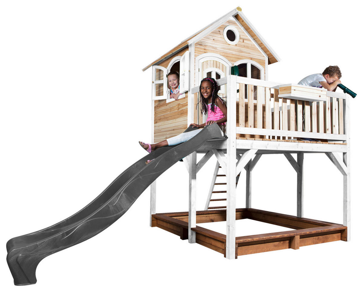 SPIELTURM 377/291/255 cm  - Braun/Weiß, KONVENTIONELL, Holz (377/291/255cm) - Ambia Garden