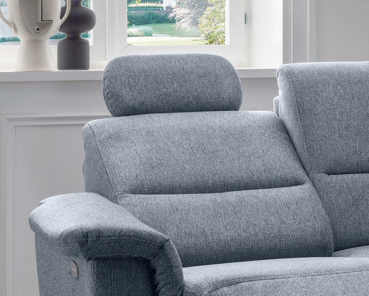 ECKSOFA in Chenille Hellblau  - Chromfarben/Hellblau, Modern, Textil/Metall (231/165cm) - Livetastic
