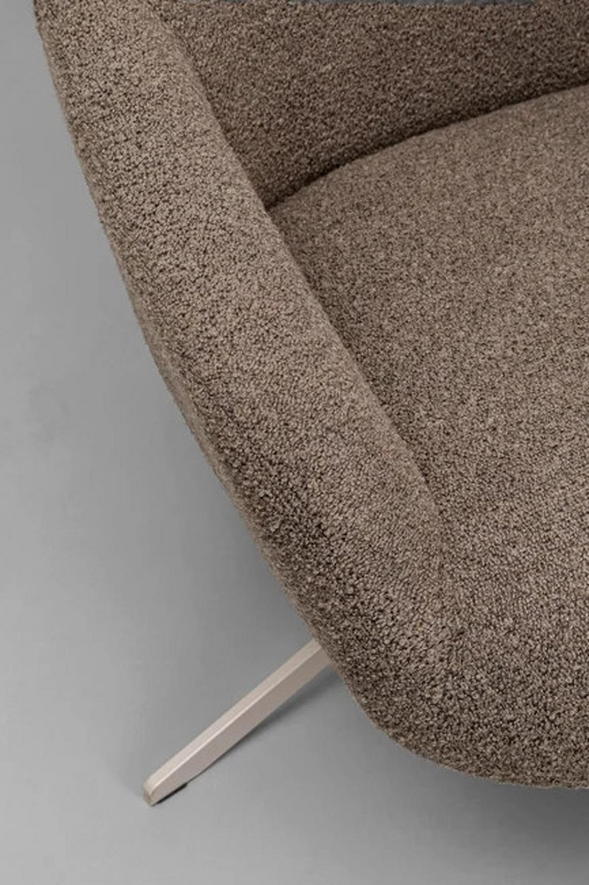 SESSEL in Bouclé Graubraun  - Greige/Graubraun, Design, Textil/Metall (76/100/81cm) - Kare-Design