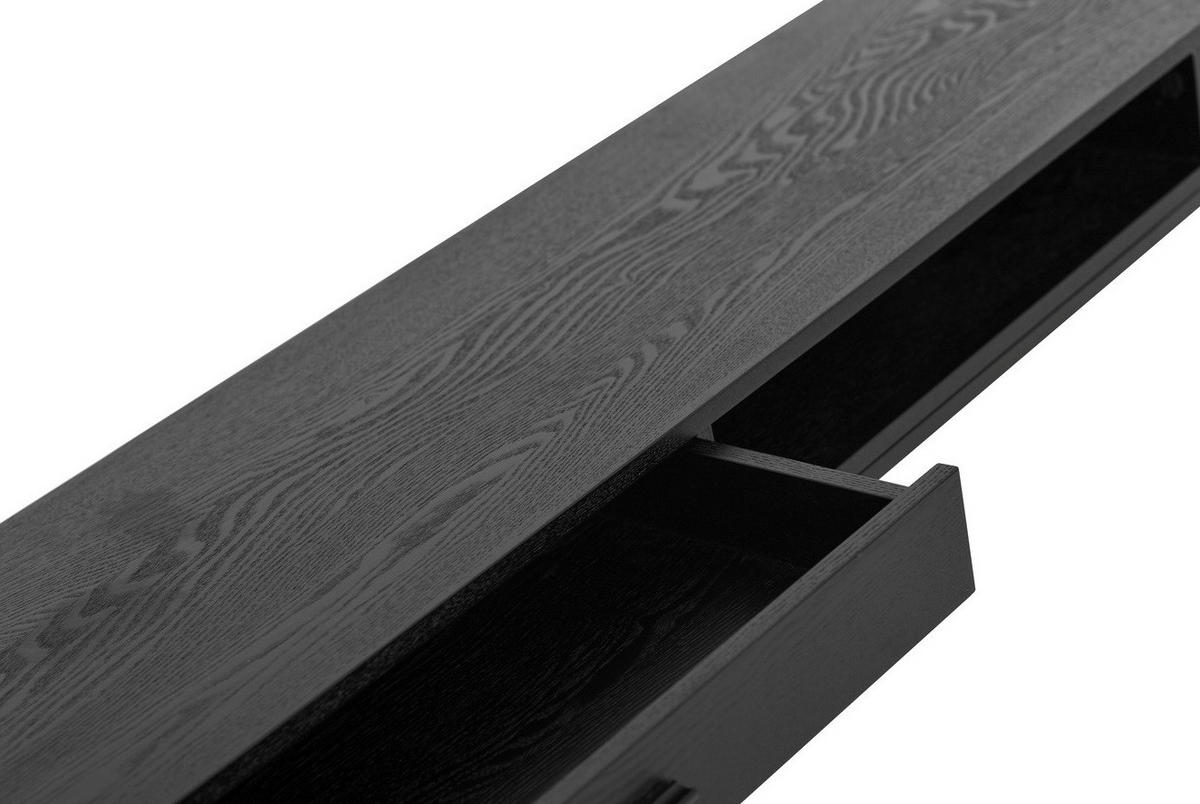 TV-BÄNK i delar i massivt trä, faner ask svart  - svart, Design, metall/trä (180/40/35cm) - Best Price