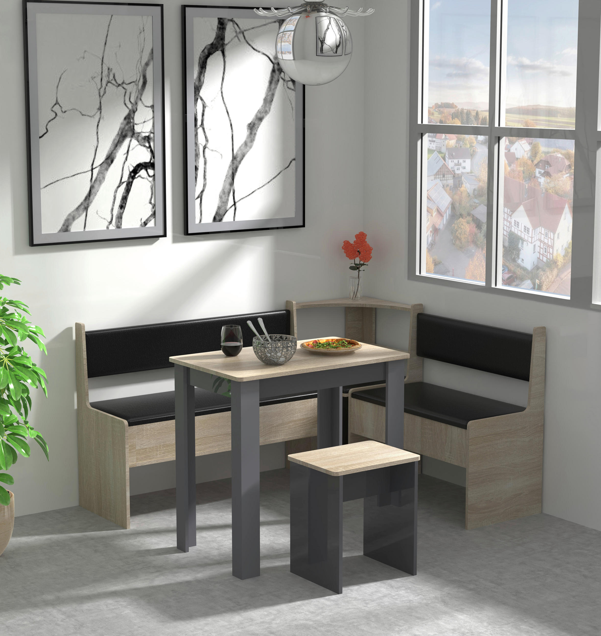 ECKBANKGRUPPE Anthrazit  - Anthrazit, MODERN (153/115cm) - MID.YOU