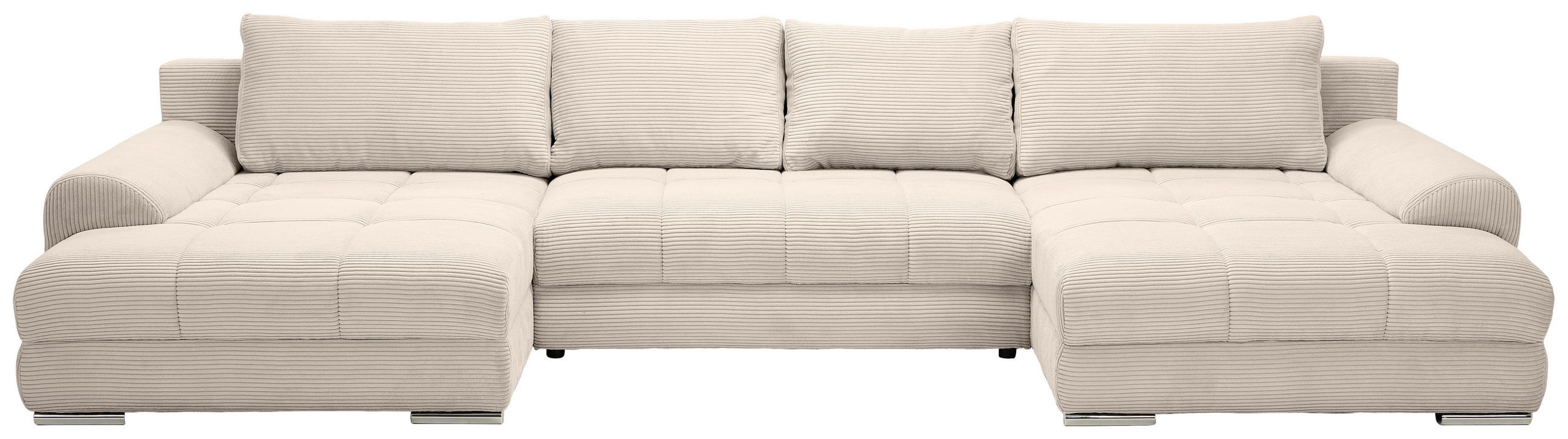 WOHNLANDSCHAFT  in Cord Beige  - Chromfarben/Beige, KONVENTIONELL, Kunststoff/Textil (180/376/180cm) - Carryhome