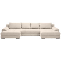 WOHNLANDSCHAFT Beige Cord  - Chromfarben/Beige, KONVENTIONELL, Kunststoff/Textil (180/376/180cm) - Carryhome