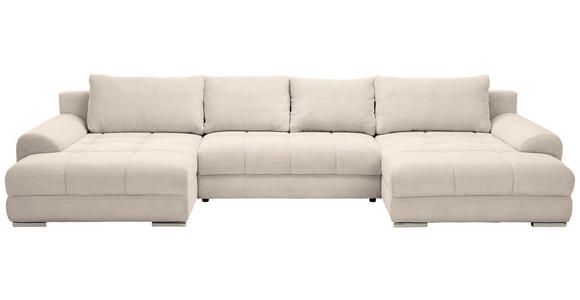 WOHNLANDSCHAFT  in Cord Beige  - Chromfarben/Beige, KONVENTIONELL, Kunststoff/Textil (180/376/180cm) - Carryhome
