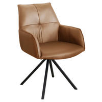 ARMLEHNSTUHL  in Eisen Echtleder pigmentiert  - Cognac/Schwarz, Design, Leder/Metall (59,5/87,5/69cm) - Novel