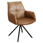 ARMLEHNSTUHL  in Eisen Echtleder pigmentiert  - Cognac/Schwarz, Design, Leder/Metall (59,5/87,5/69cm) - Novel