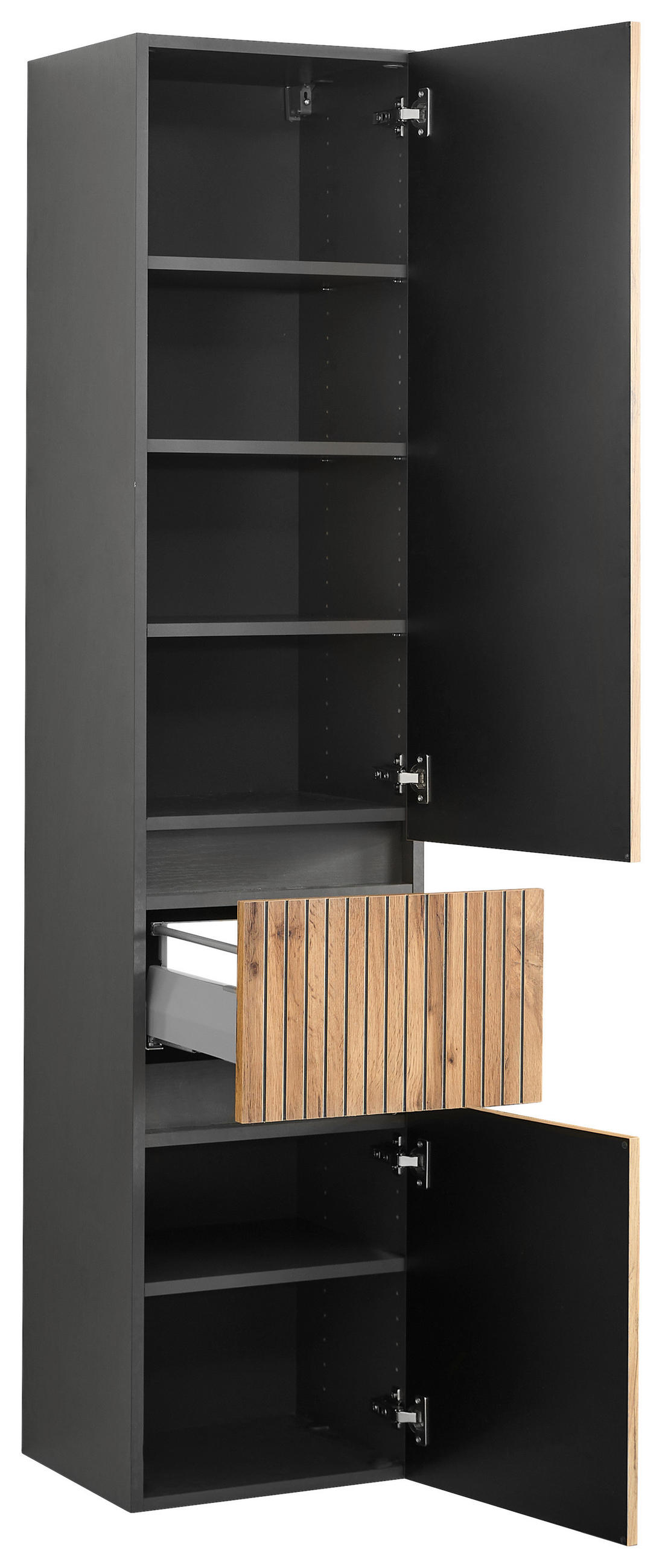 HOCHSCHRANK 40/180/35 cm  - Eiche Wotan/Graphitfarben, Natur, Holzwerkstoff/Kunststoff (40/180/35cm) - Xora
