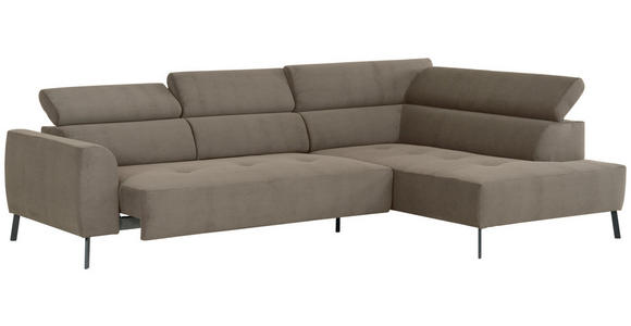 ECKSOFA Graubraun Feincord - Graubraun/Schwarz, Design, Textil/Metall (280/205cm) - Xora