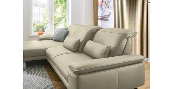 ECKSOFA in Echtleder Naturfarben 193/332 cm - Schwarz/Naturfarben, Design, Leder/Metall (193/332cm) - Dieter Knoll