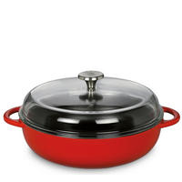 PANVICA NA SMAŽENIE, smalt, 28/7,5 cm  - priehľadné/červená, Basics, kov/sklo (28/7,5cm) - KÜCHENPROFI
