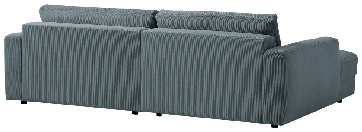 ECKSOFA BOURBON Blaugrau Cord  - Blaugrau/Schwarz, MODERN, Textil (176/250cm) - Trendmanufaktur