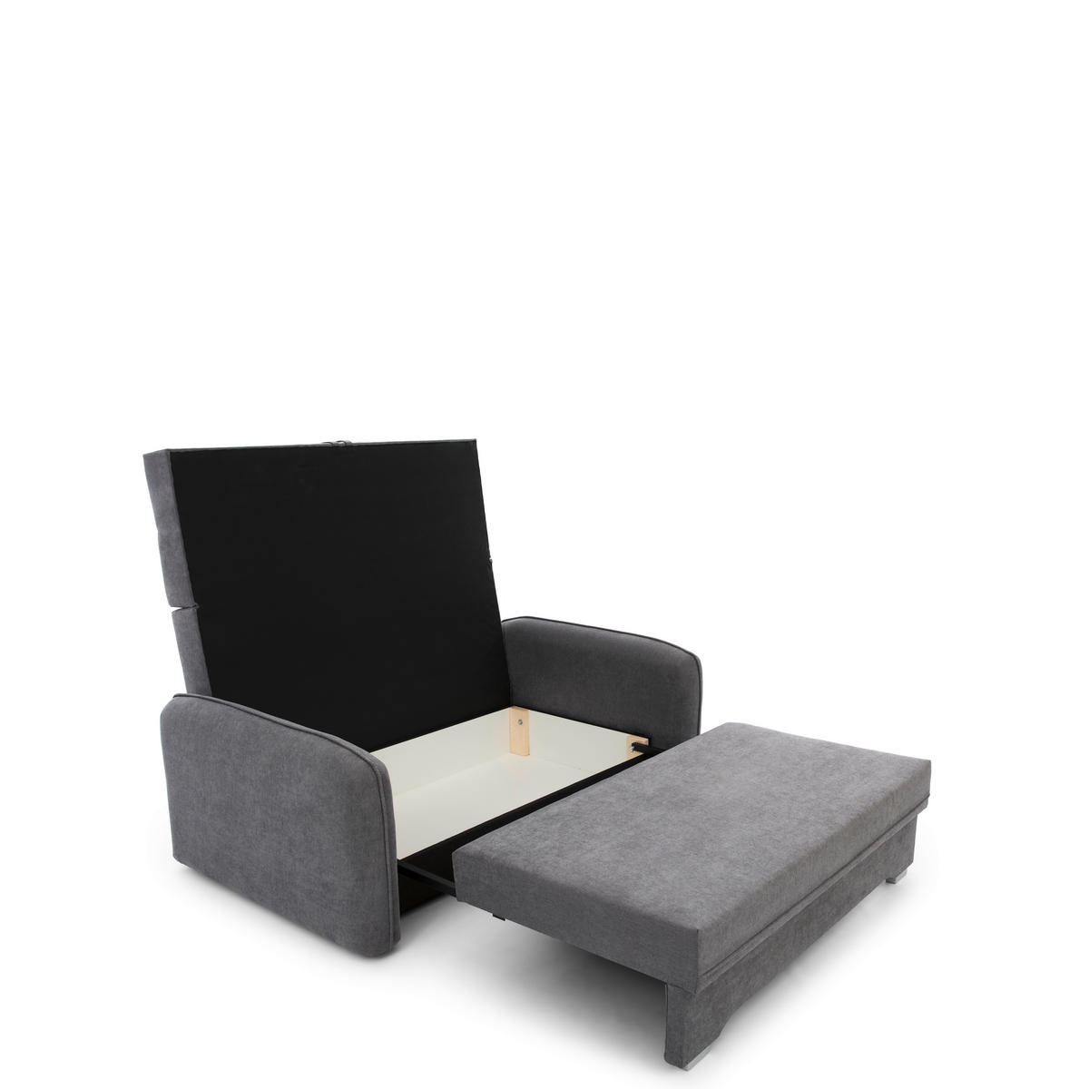 SCHLAFSOFA in Textil Grau  - Silberfarben/Grau, Design, Kunststoff/Textil (155/105/75cm) - MID.YOU