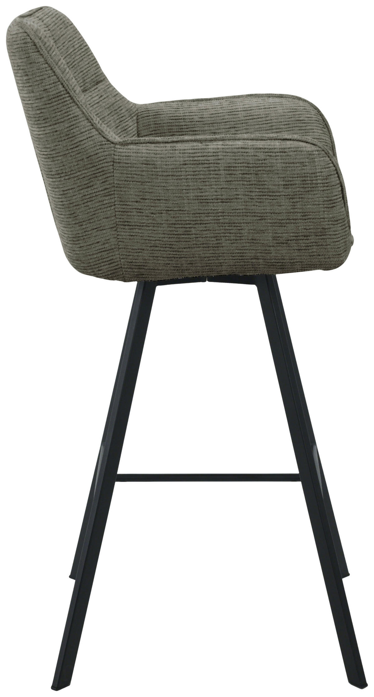 BARHOCKER Struktur Grün, Schwarz Eisen Sitzfläche 180° drehbar, automatische Rückholfunktion  - Schwarz/Grün, Design, Textil/Metall (55/108/58,5cm) - Carryhome