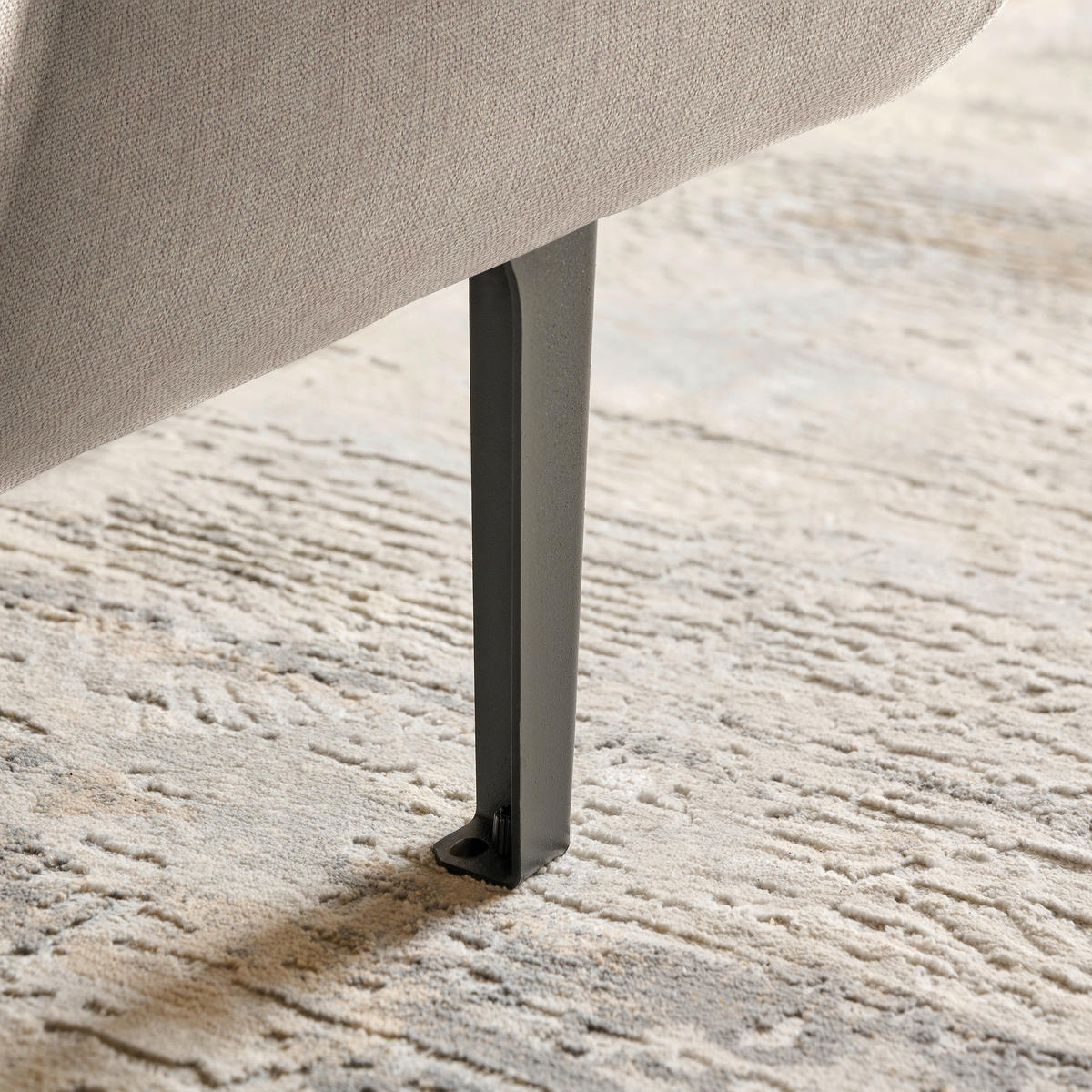 ECKSOFA in Chenille Beige  - Beige/Schwarz, Design, Textil/Metall (167/311cm) - Xora