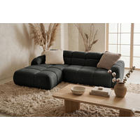 ECKSOFA VENTO in Struktur Dunkelgrau  175/255 cm  - Dunkelgrau/Schwarz, Design, Holz/Holzwerkstoff (175/255cm) - MID.YOU