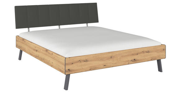 BETT 180/200 cm  in Eiche Artisan  - Eiche Artisan/Grau, Design, Holzwerkstoff/Textil (180/200cm) - Carryhome