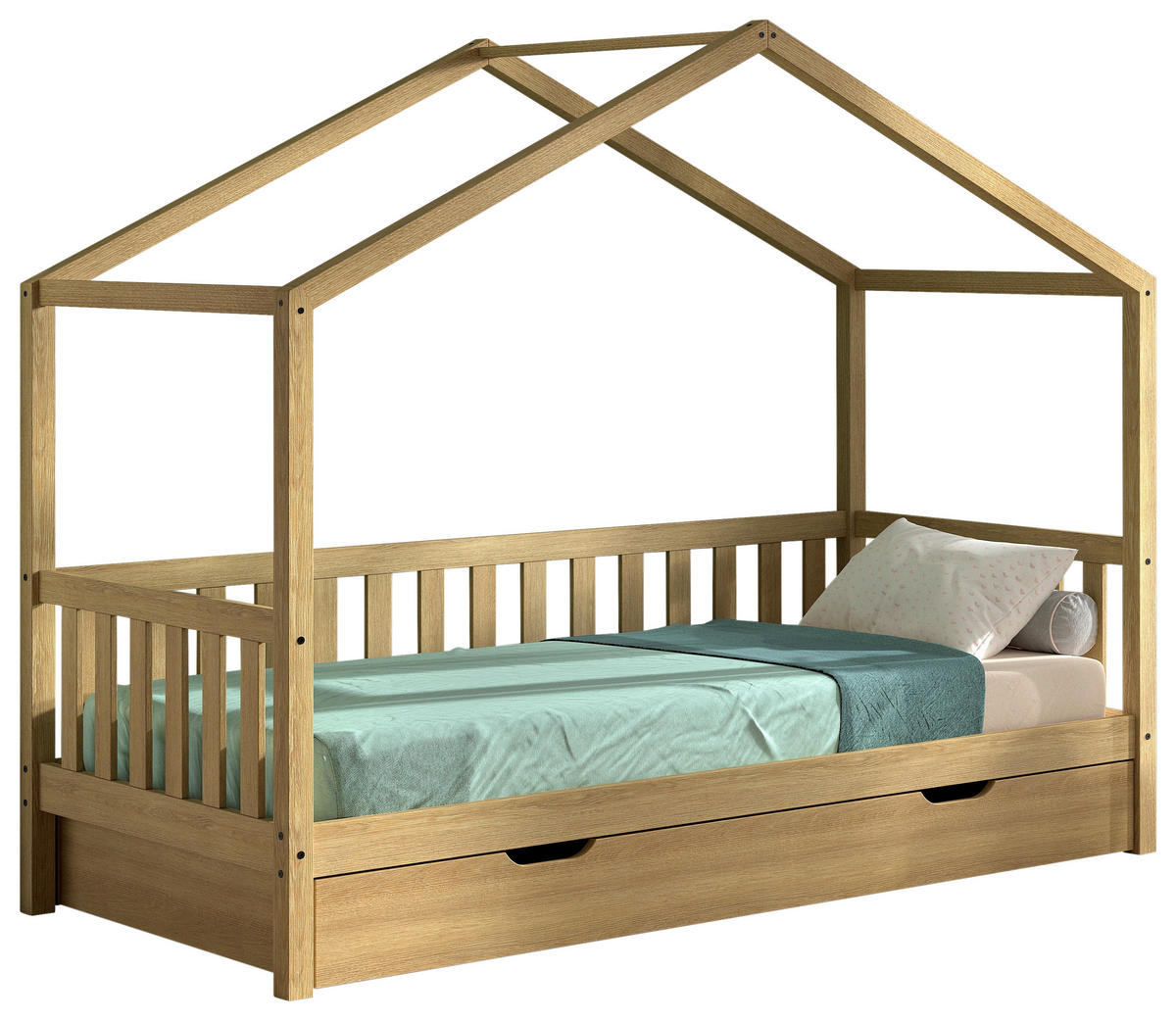 HAUSBETT Rollrost, Bettschublade 90/200 cm  - Eichefarben/Naturfarben, MODERN, Holz (90/200cm) - Vipack