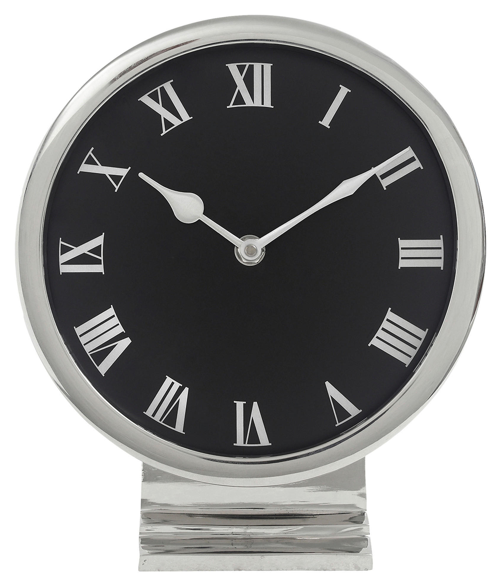 TISCHUHR  Silberfarben, Schwarz  - Silberfarben/Schwarz, Trend, Metall (6/24/20cm) - Kayoom