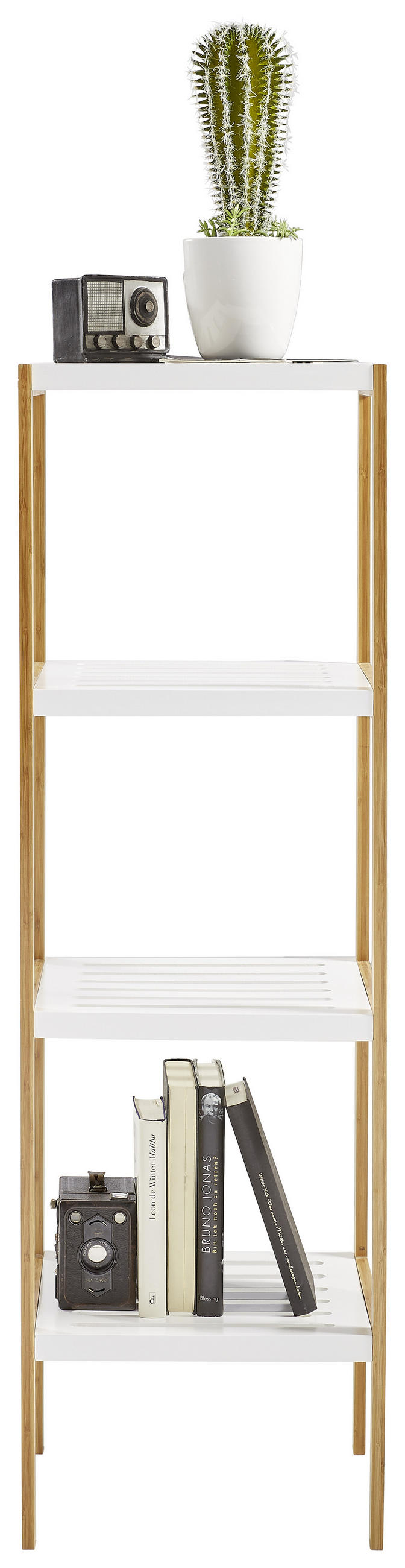REGAL Bambus teilmassiv Braun, Weiß - Braun/Weiß, Design, Holz/Holzwerkstoff (34/110/33cm) - Xora