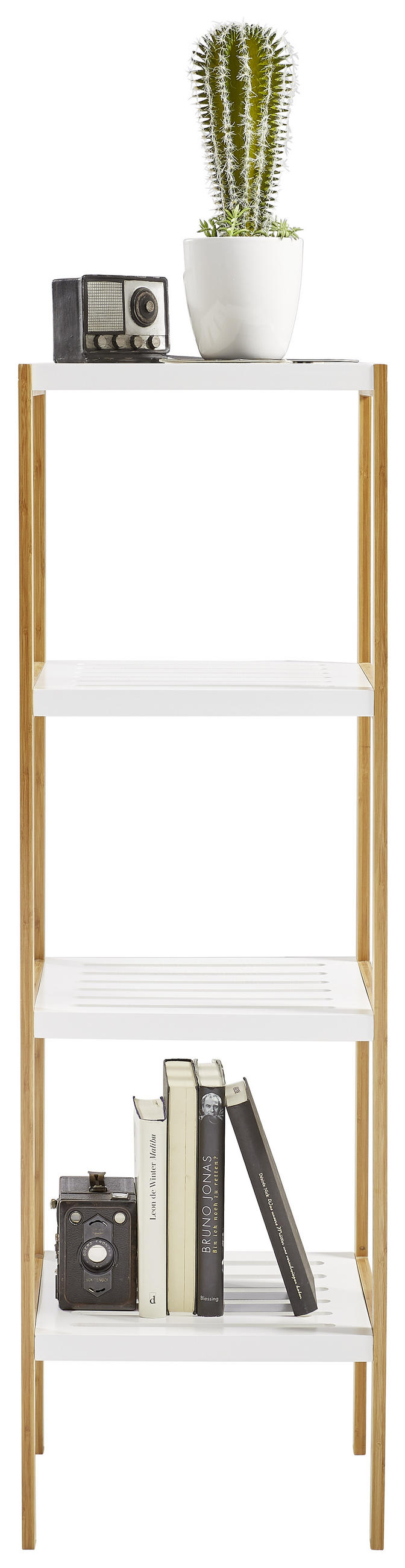 REGAL Bambus teilmassiv Braun, Weiß  - Braun/Weiß, Design, Holz/Holzwerkstoff (34/110/33cm) - Xora