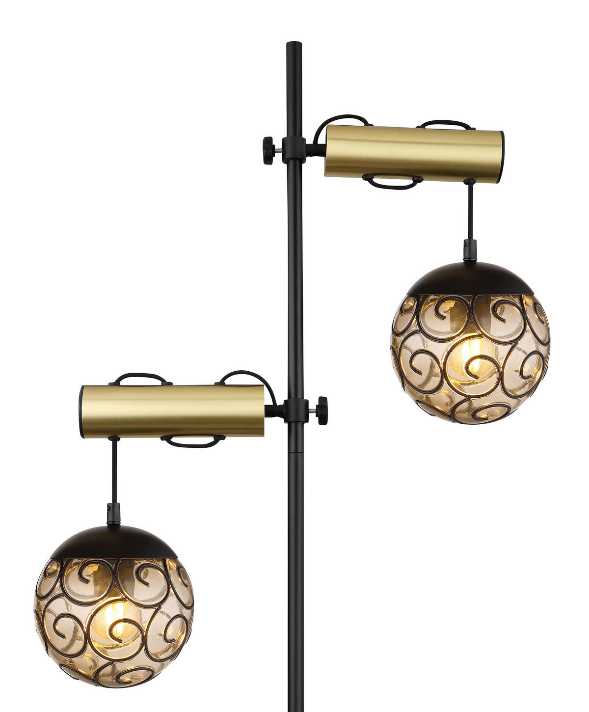 STEHLEUCHTE - Goldfarben/Schwarz, Design, Kunststoff/Metall (51/25/168cm) - Globo