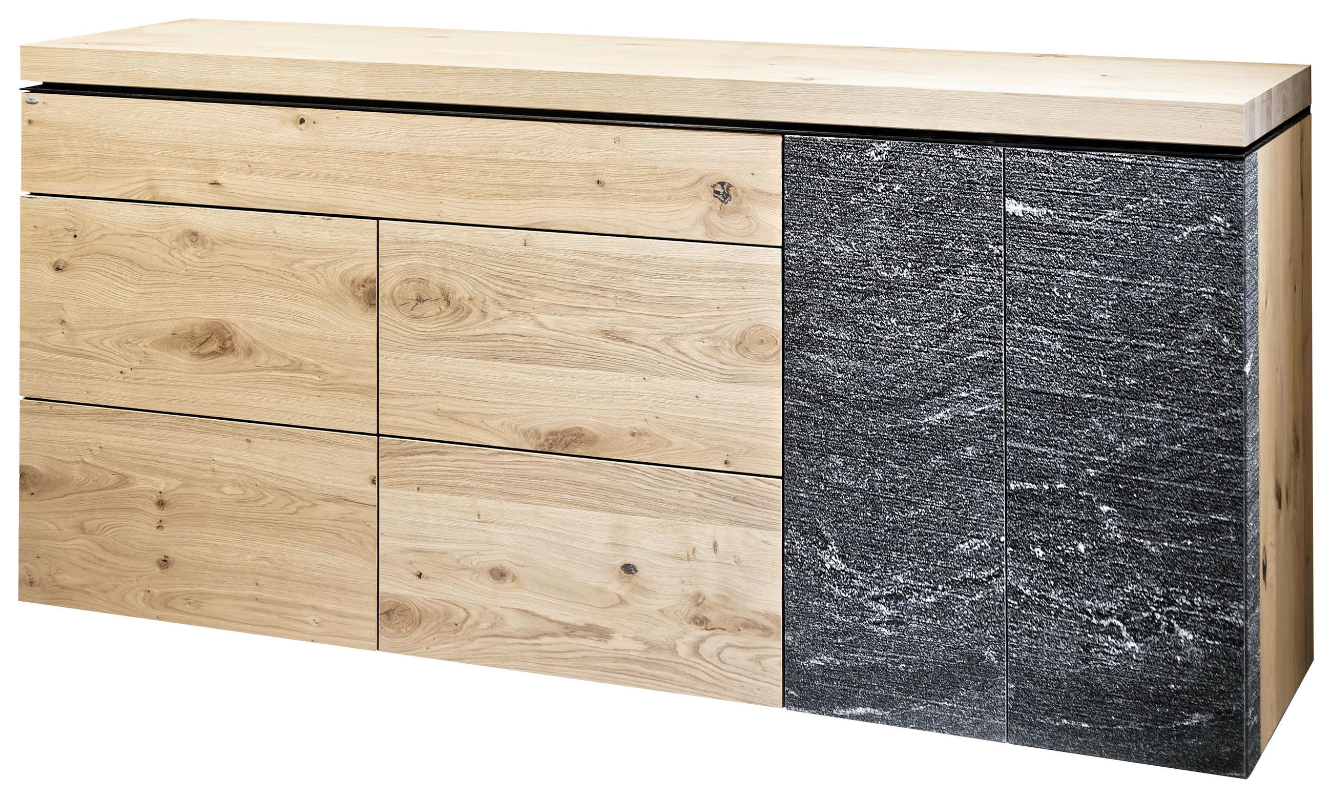 SIDEBOARD  in 192,2/89,4/52,1 cm  - Eichefarben/Graphitfarben, Design, Holz/Stein (192,2/89,4/52,1cm) - Voglauer