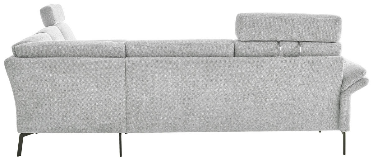 ECKSOFA Platinfarben Flachgewebe  - Platinfarben/Schwarz, KONVENTIONELL, Textil/Metall (273/253cm) - Pure Home Comfort